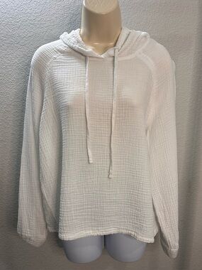 Magaschoni Women's 100% cotton White Summer Gauze Hoodie Size Medium